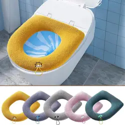 Winter Warm Toilet Seat Cover Mat Bathroom Toilet Pad Cushion with Handle Thicker Soft Washable Closestool Cushion