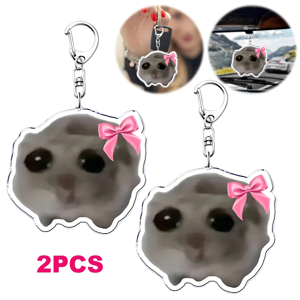 Sad Hamster Key Chain I Am Just A Girl Funny Pendant Keyring Cute Meme Crying Hamster Car Interior Decoration