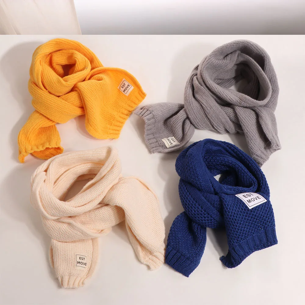 

Fashion Korean Style Boys Girls Scarf Autumn Winter Windproof Children Knitted Scarf Outdoor Casual Wool Knitting Scarves Gifts