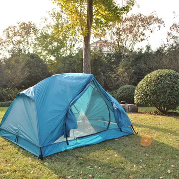 발자국이 있는 초경량 블루 나일론 캠핑 텐트, 2 인용 텐트, 20D 나일론 패브릭, CZX-449B, MSR Hubaba NX, 20D