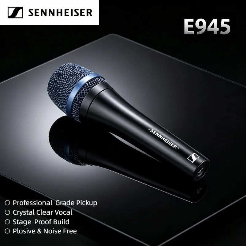 

Набор из 3 профессиональных динамических микрофонов Sennheiser E945 с суперкардиоидной диаграммой направленности для живого вокала, проводные, для сцены, премиум-комплект