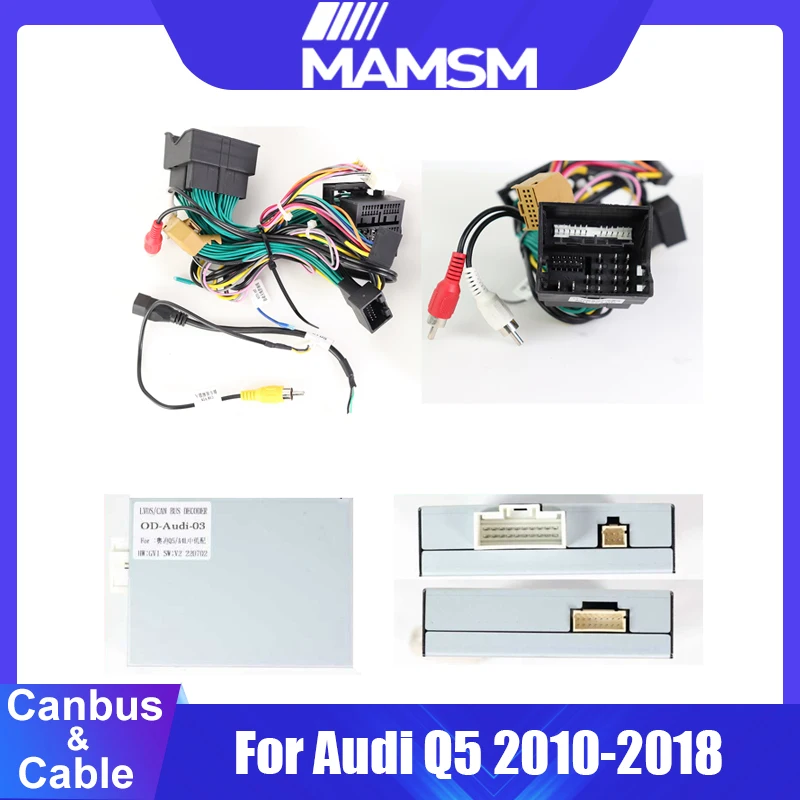 Android Car Radio with CanbusBox Adapter Wiring Harness Power Connector For Audi Q5 2010 2011 2012 2013 2014 2015 2016 2017 2018