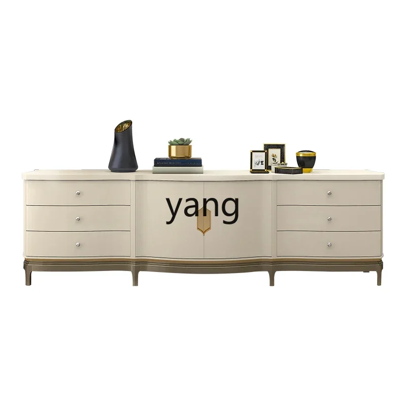 LH light luxury solid wood TV cabinet coffee table combination living room furniture modern villa high-end
