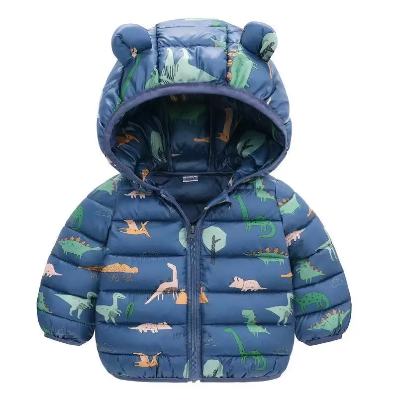 2024 New Children\'s Autumn/Winter Down Coat Boys and Girls Cartoon dinosaur Hooded Coat Infant Warm Coat 0-5 Years Old