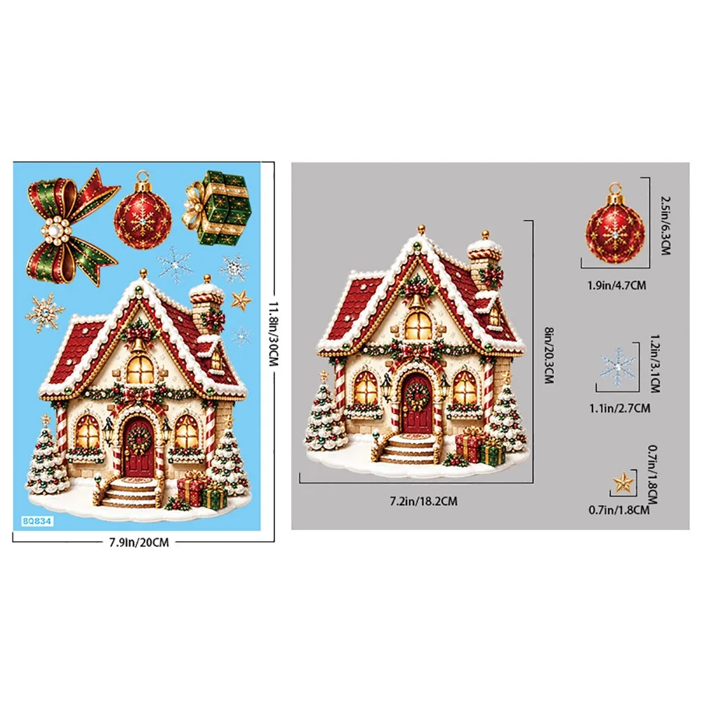 Electrostatic Merry Christmas Window Stickers Multicolor Cartoon Santa Christmas Electrostatic Stickers Waterproof Window Cling