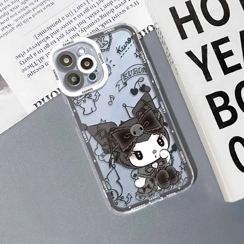 Sanrio Hello Kitty Kuromi Cinnamoroll Case For iphone 15 Pro Max 16 11 14 13 12 Mini 7 8 Plus X XS cover Silicone Couqe  Clear