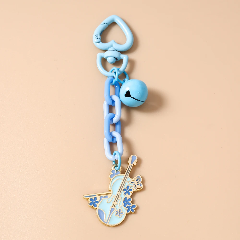 New Musical Instrument Keychain Violin Key Ring Pendants for Women Girls Handbag Decor DIY Handmade Key Chain Gifts