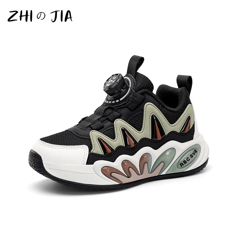 New Mesh Casual Sneaker Children's Rotating Buckle Sneaker Boys Fashionable and Trendy Lightweight anti Slip Footwear 29-39