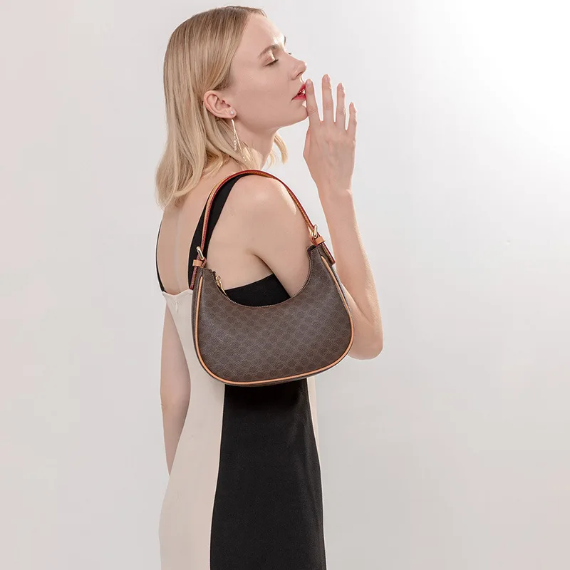 Armpit Bag Bag 2024 New Summer Retro Leather Luxury Niche French Moon Bag One-shoulder Half-moon Bag Women