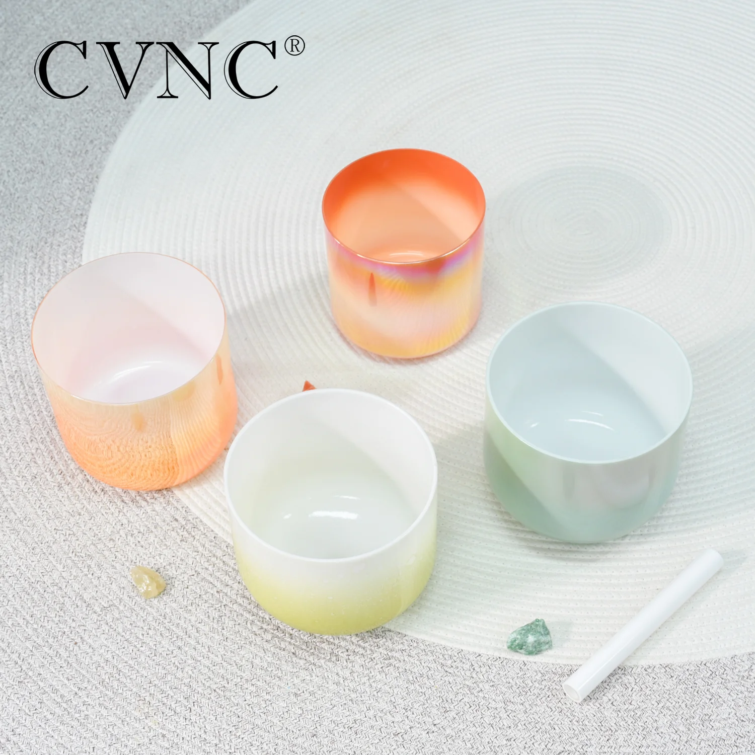 CVNC Alchemy Quartz Empyrean Crystal Singing Bowls Set  for Sound Healing instrument with Mallet