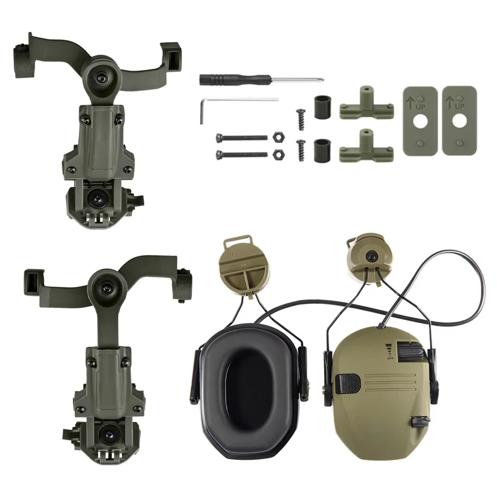 

Tactical Military Headset with Helmet Mount Bracket Active Noise Cancelling Shooting Headphones for Hunting Activities Outdoor