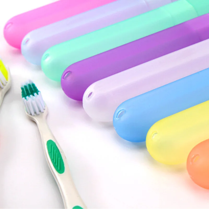 Mulitcolor Plastic Toothbrush Case Reusable Case Portable Travel Hiking Camping Toothbrush Holder Case Household Supplies