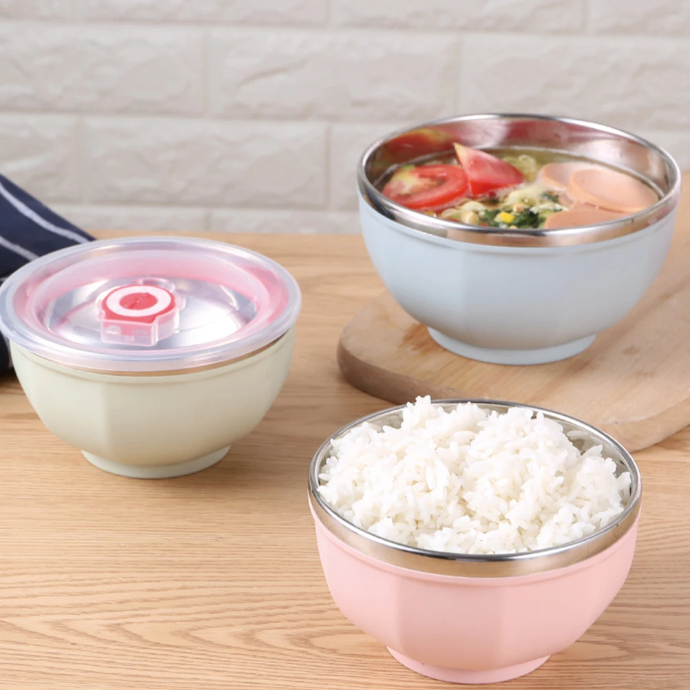 

Stainless Steel Rice Bowl Dinner Kitchen Household Premium Material Beautiful Appearance Food Storage Bowls