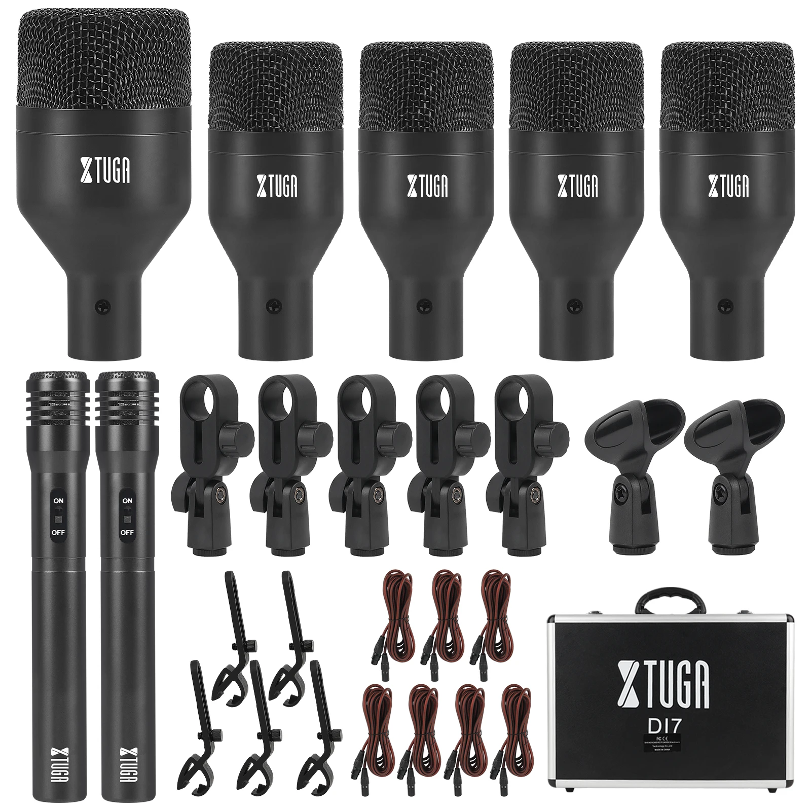 

XTUGA DI7 Professional Dynamic Snare/tom Mic Kit 7 Musical Instrument Microphone Recording Drum Microphone