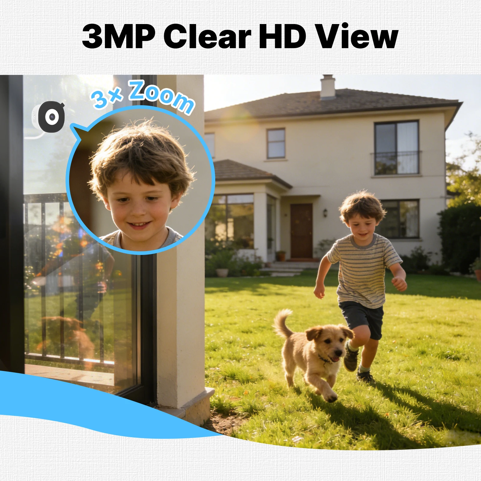 MOES Tuya WiFi Smart Window Camera 3MP Glass‑Surface Mount, Full‑Color Night Vision Home Security Surveillance Cam