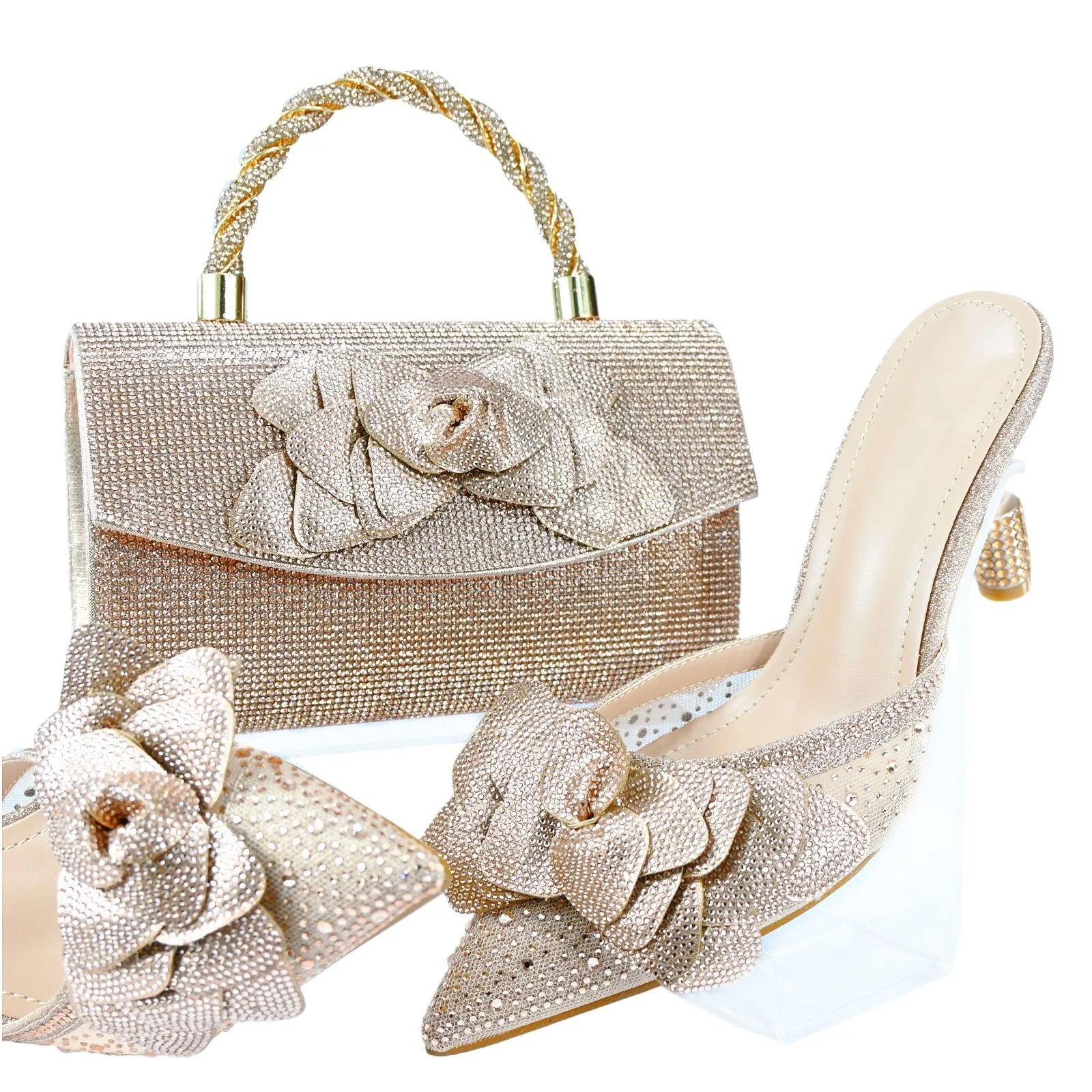 

New Coming Italian Women Platform Shoes Ad Bag Set Nigerian Style Fashion Slipper High Heels Shoes With Purse Set For Party