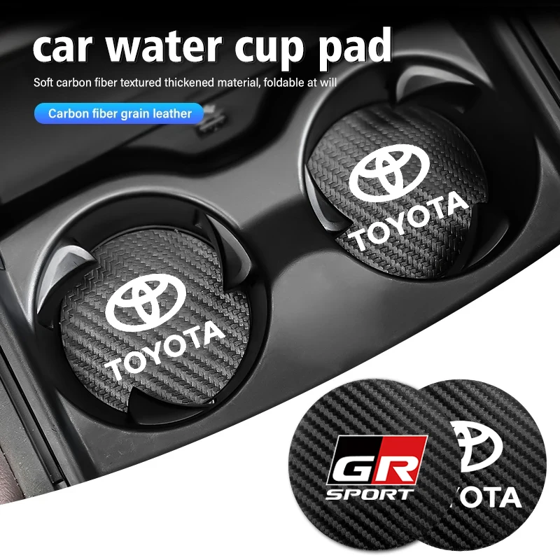 2 قطعة كوستر جلدية مكافحة الضوضاء وسادة للكوب الماء وسادة لتويوتا كراون GR كورولا يارس Aygo بريوس كامري أوريس أفينسيس 4 عداء #3