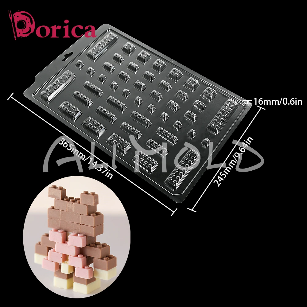 Building Blocks Design Mold Plastic Chocolate Moulds DIY Buttercream Candy Cake Decorating Tools Kitchen Bakeware Accessories