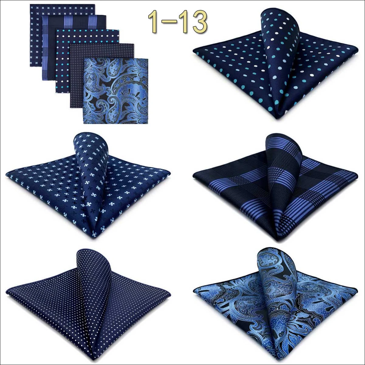 5-teiliges Herren-Einstecktuch-Set, verschiedene Einstecktücher, mehrere Stile, Paisley- und Blumenmuster, Anzug, groß, 32 cm, Business-Accessoires – Detail 23