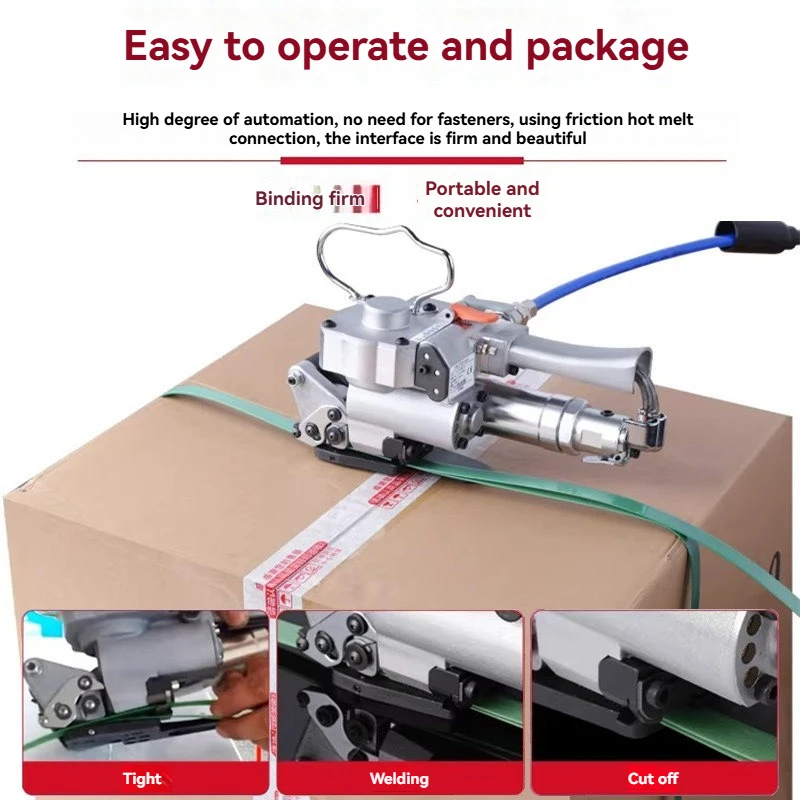 

Portable Pneumatic Plastic Steel Hot Melt Baler Strapping Belt Tightening Automatic Buckle-free Handheld PP Electric Packing