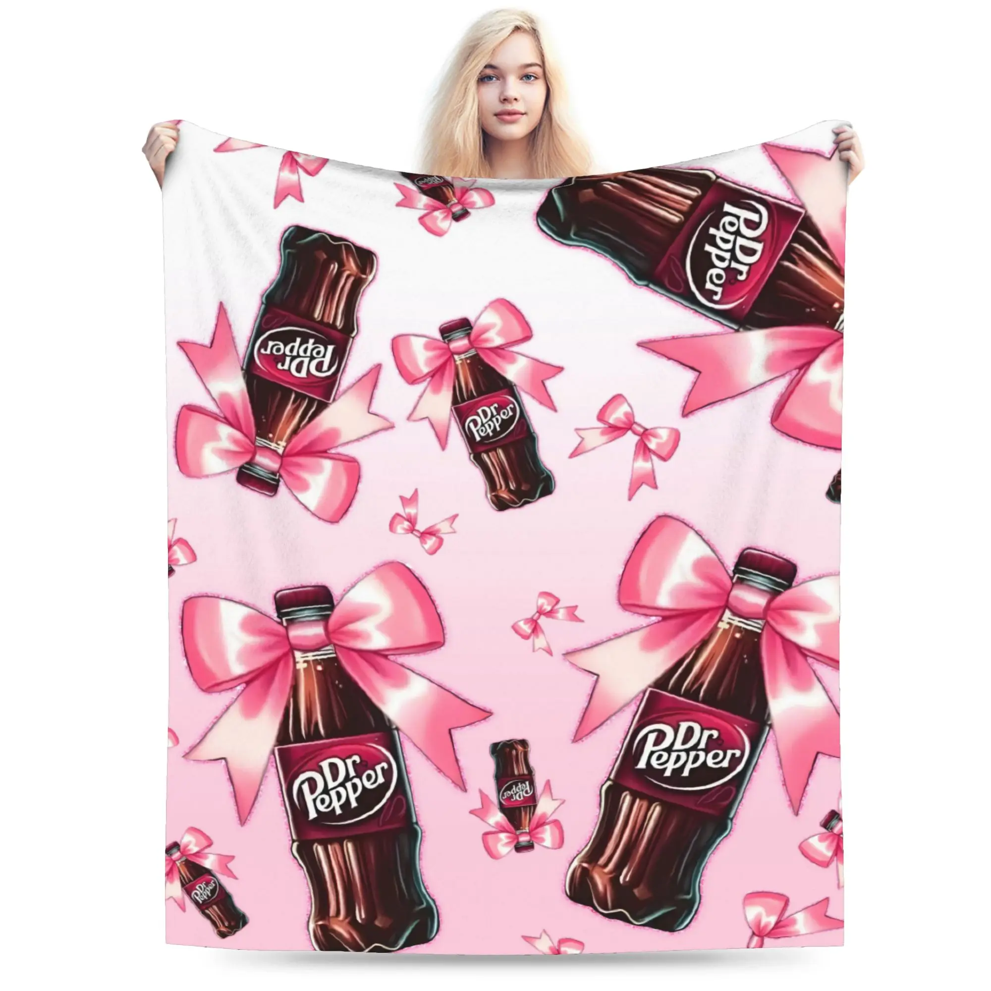 Custom Unique Peppers Print Blanket Warm Fleece Soft Flannel Vintage Dr. Soda Est Throw Blankets for Bedroom Sofa Home Spring