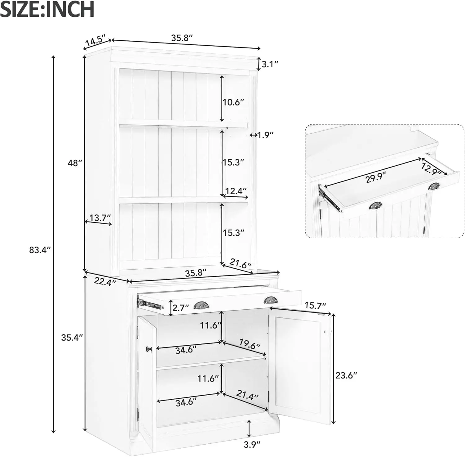 

Tall Storage Bookshelf Bookcase 2-Piece Set with LED Lighting 2 Doors and 1 Drawer and Open Shelves for Home Office,White