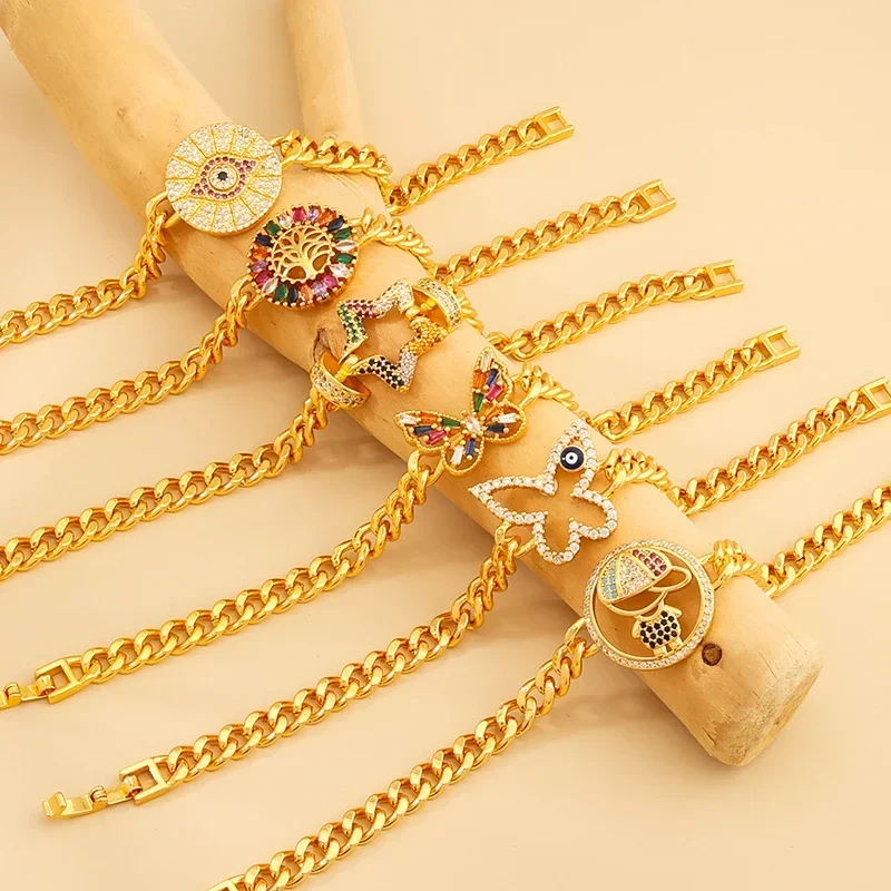 

KDE High Quality Stainless Steel Bracelet for Women Girls Fashion Boy&Girl Eye Charm Bracelets & Bangles Colorful Zircon Jewelry