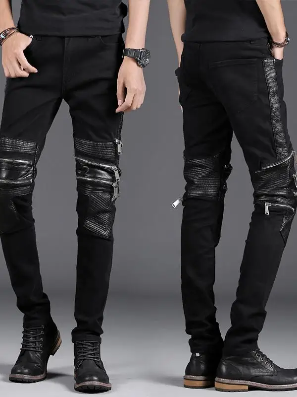 

Slim Fit Straight Leg Jeans Men's Elastic Waist Cotton Denim Casual Comfortable Stretchy Trousers mid Waist Youth Faion