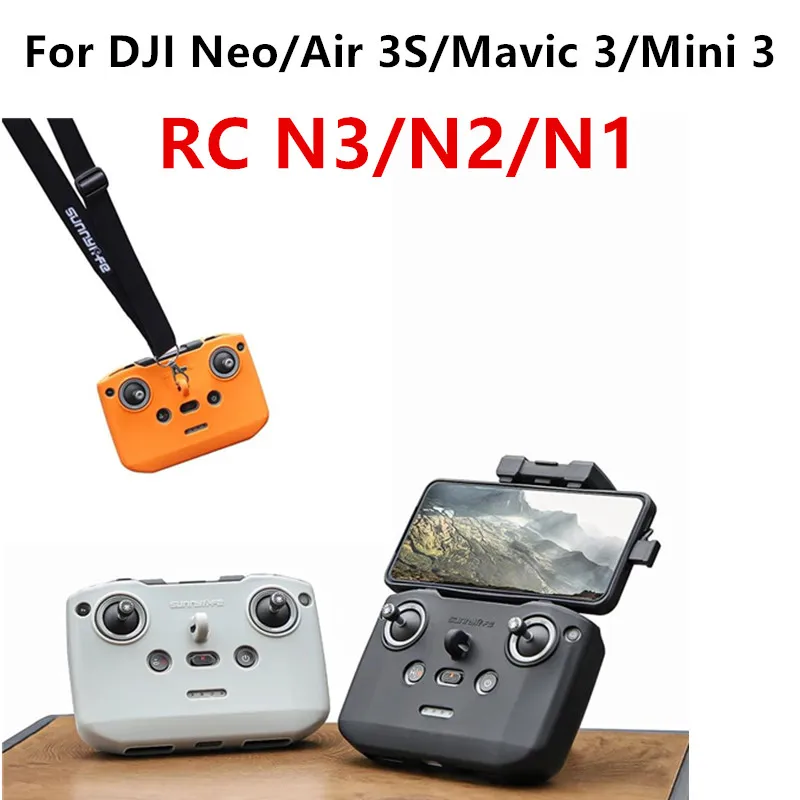 Silicone Cover With Lanyard For DJI RC N3/N2/N1 Anti-Scrach Protection Case For DJI Neo/Air 3S/Mavic 3/Mini 3  Drone Accessories