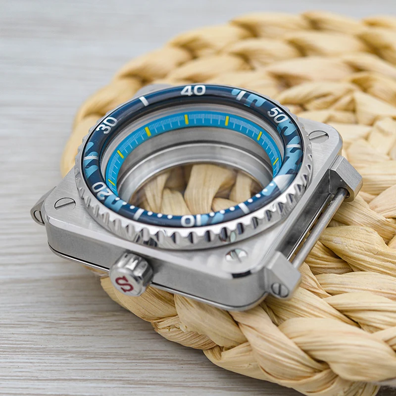 42มม.ใหม่นาฬิกาหน้าปัดทรงสี่เหลี่ยมกรณีสแตนเลสนาฬิกาผู้ชายเหมาะกับ Seiko NH35 NH36การเคลื่อนไหว20ATM กันน้ำนาฬิกาอะไหล่