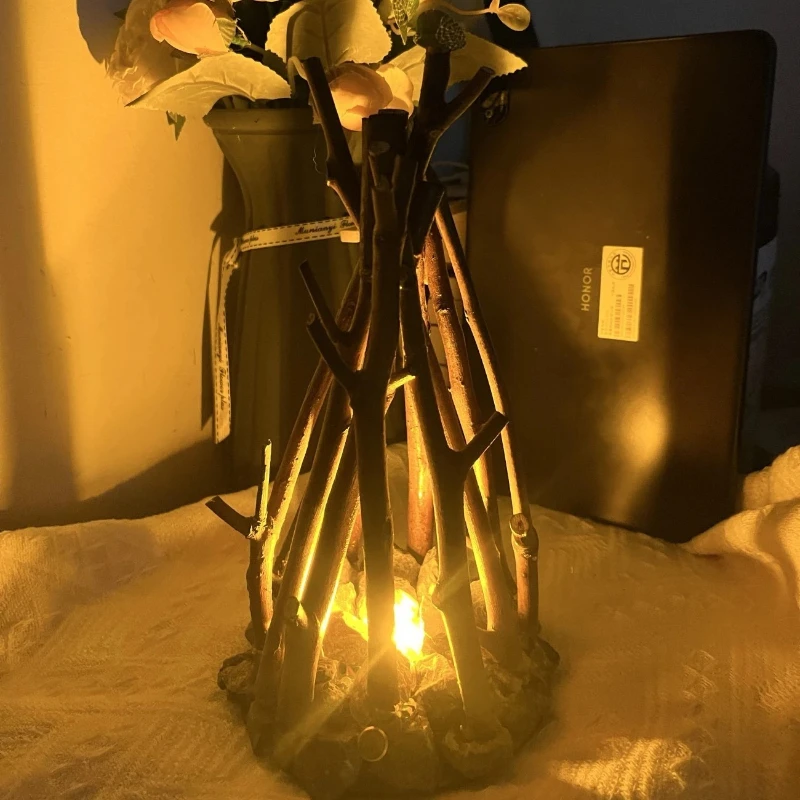 ضوء ليلي إبداعي عتيق أصلي من الحجر البيئي مصنوع يدويًا على شكل فرع شجرة LED ضوء LED لتزيين سطح المكتب