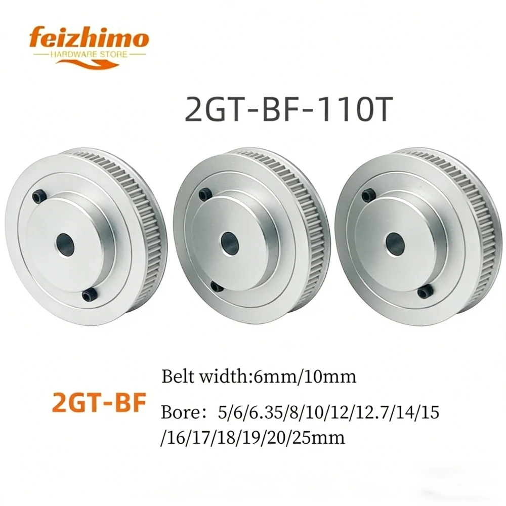 3D Printer Parts GT2 Timing Pulley 2GT 110T Tooth Teeth Bore 5/6/8/10/12/14/15/16/17-20mm Synchronous Wheels Width 6mm/10mm Belt