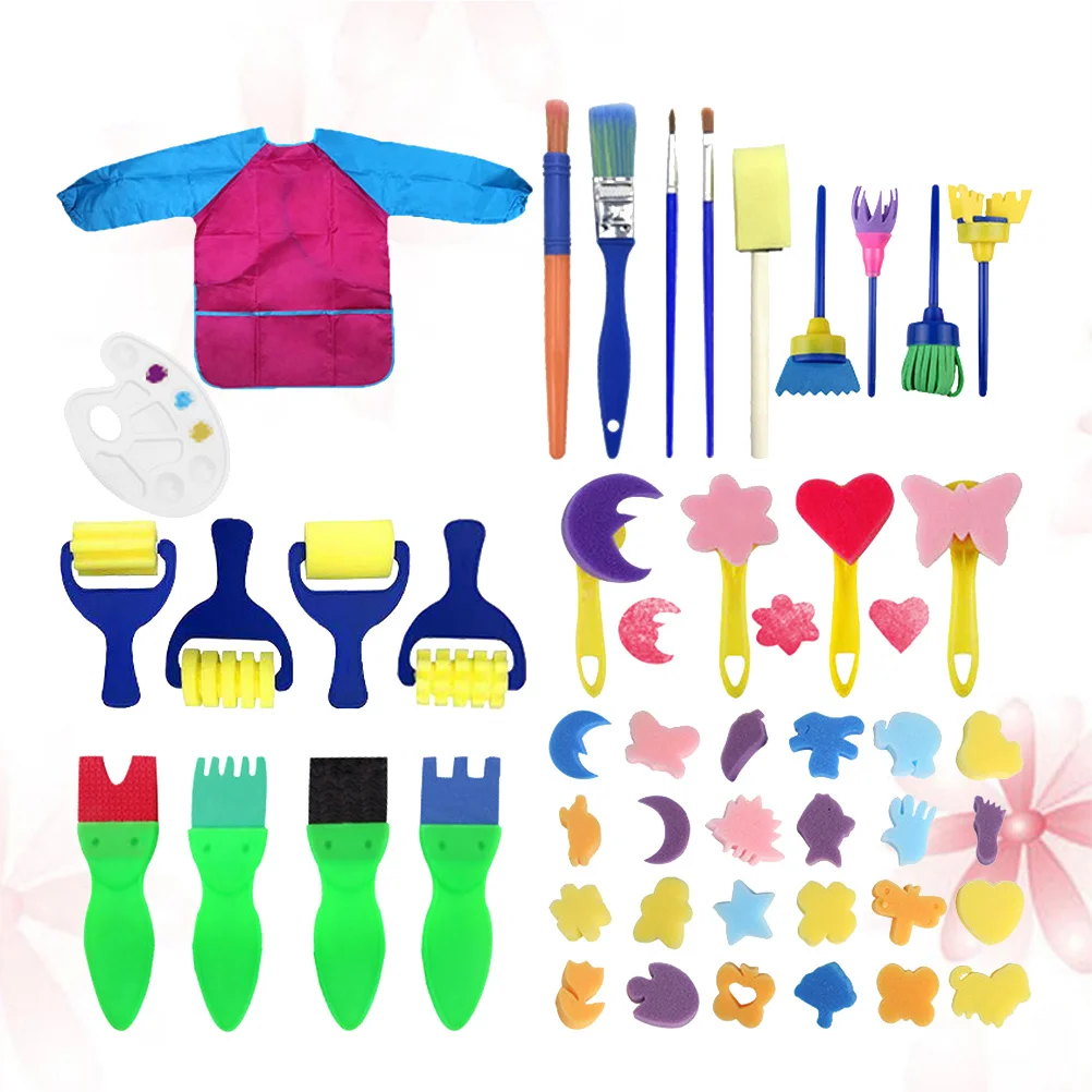 47Pcs Eva Sponge Brush Painting Set for Children Creative DIY Picture Supplies Stimulate Kids Imagination Graffiti Painting