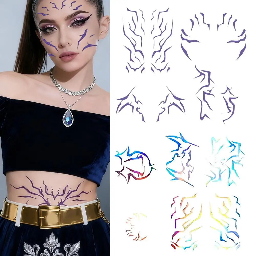 

Disposable Tattoo Stickers Anime Cosplay Stage Performance Makeup Waterproof Facial Sticker Halloween Party Decorations