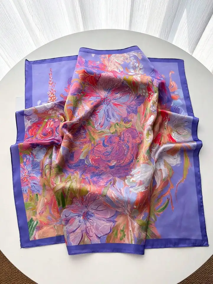 Versatile Women Oil Painting Silk Scarf
