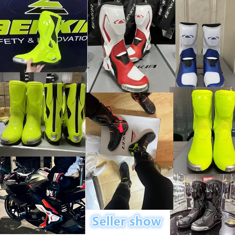 Motorcycle Riding Boots for Men, Protective Rally Track Competition Boots Four-season Anti-fall and Warm Cycling Shoes for Women