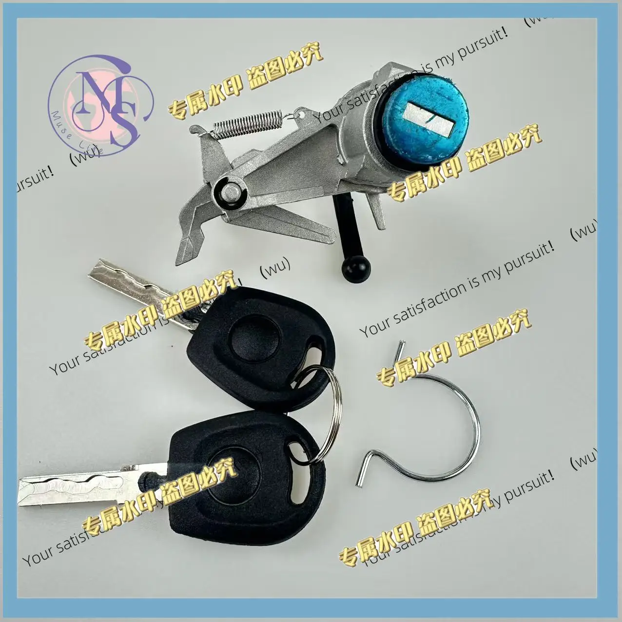 6Q6827297G 6Q6827565E Car Rear Door Lock Core with Rear Luggage Lock Key Suitable for VW POLO 2002-2010