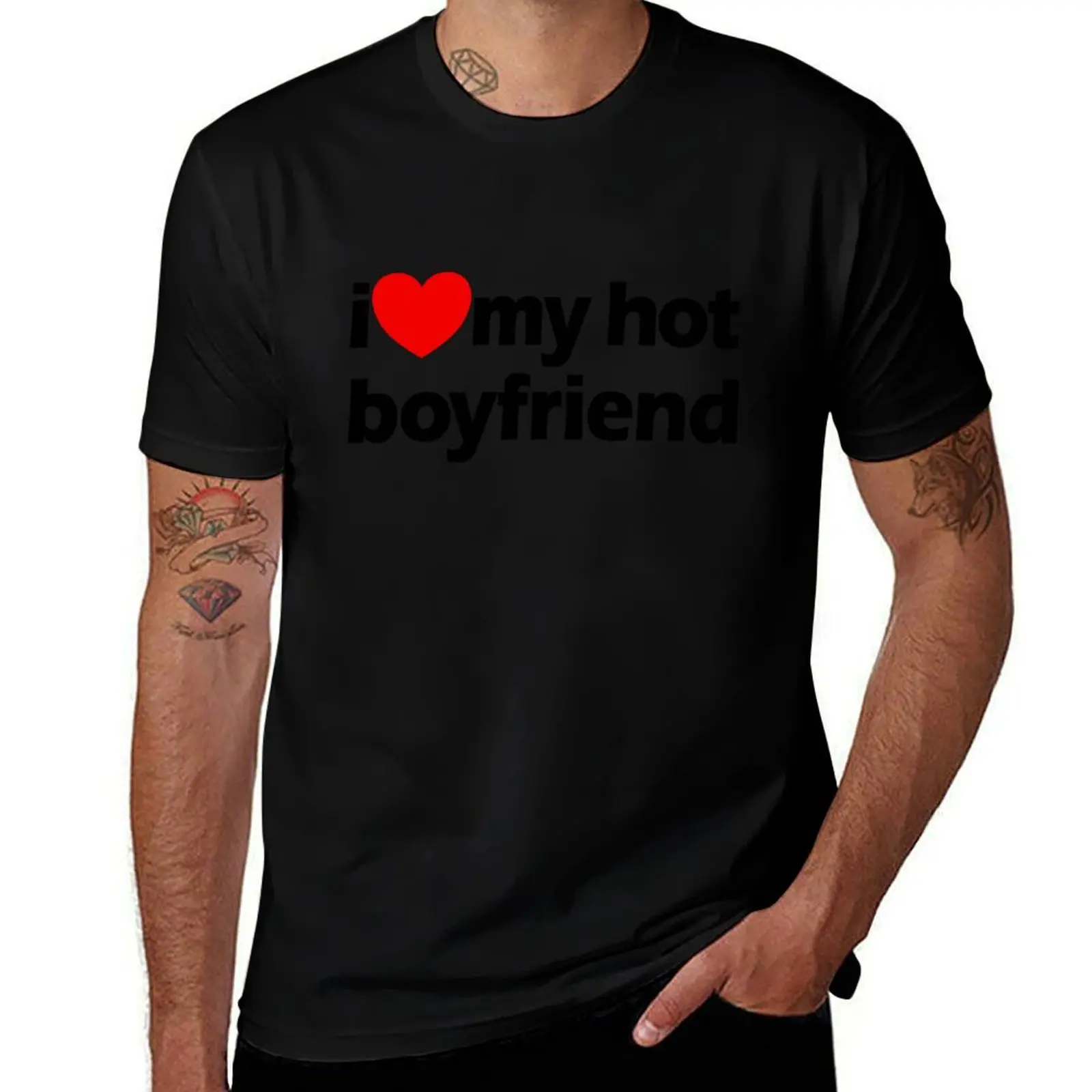 

I Love My Hot Boyfriend Red Heart I Love My Hot Boyfriend Gear T-Shirt oversized t shirt anime tshirt fitted t shirts for men