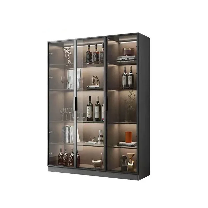 

Factory direct sales simple modern living room figure display cabinet light luxury bookcase with glass door bookshelf floor