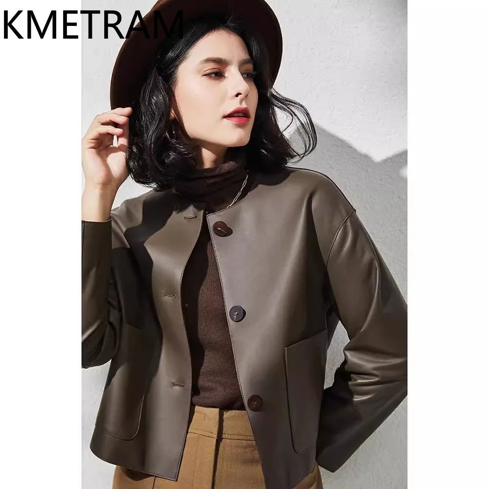 100% 天然シープスキンジャケット女性の高級ショート本革ジャケット女性の新アウター秋服 2025 Chaquetas