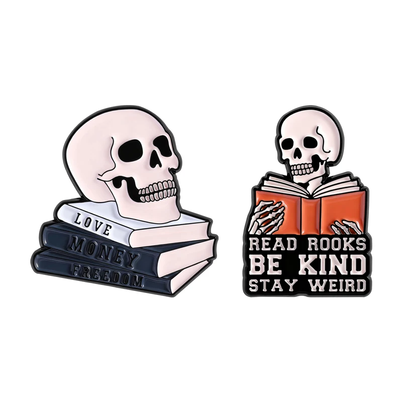 Брошь-в-виде-скелета-для-чтения-эмалированная-булавка-любовь-деньги-свобода-чтение-книг-будьте-добрые-оставайтесь-странные-броши-значок-на-лацкане-ювелирное-изделие-подарок-для-друга