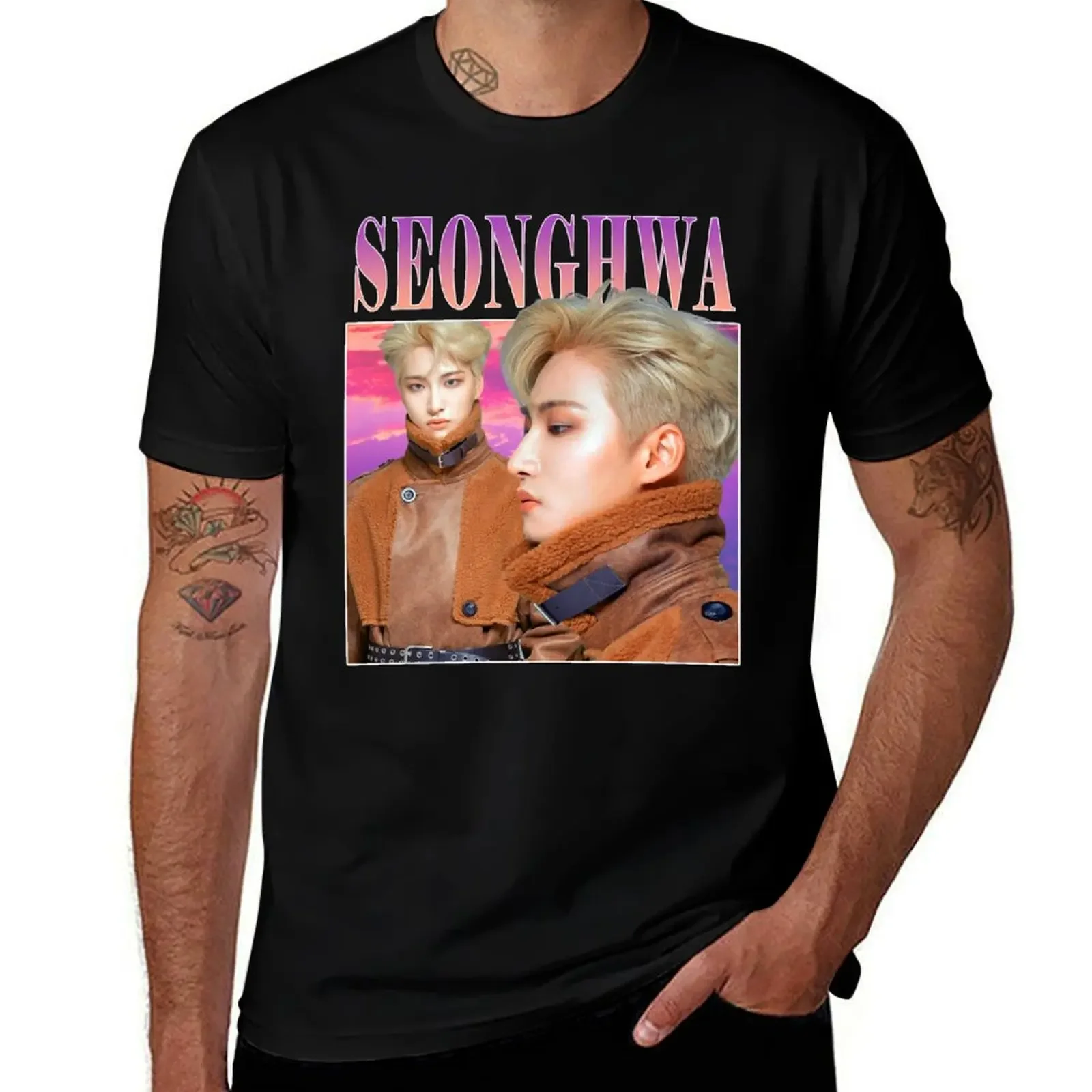 Seonghwa ATEEZ T-Shirt vintage clothes blanks mens t shirt