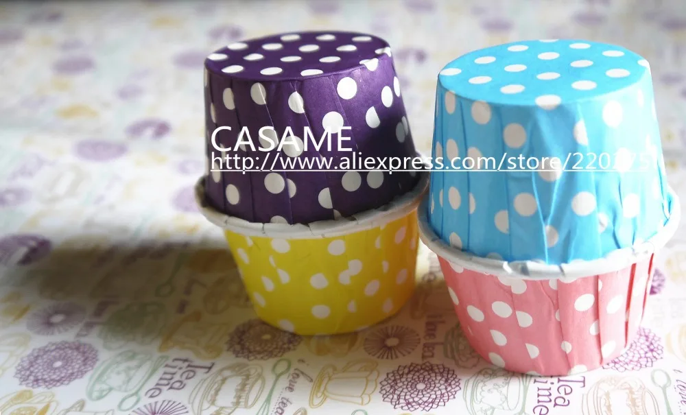 100pcs Mini Small Color Polka Dot Paper Cake Cup Cupcake Bake Cupcake Muffin Cases Muffin Holder  Wedding Decoration - Image 4