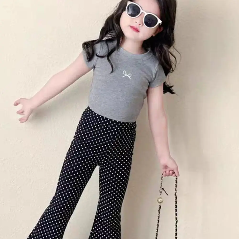 

Модные футболки с бантом на шнуровке для подростков, летний тонкий укороченный топ с короткими рукавами, милый детский топ в корейском стиле для девочек