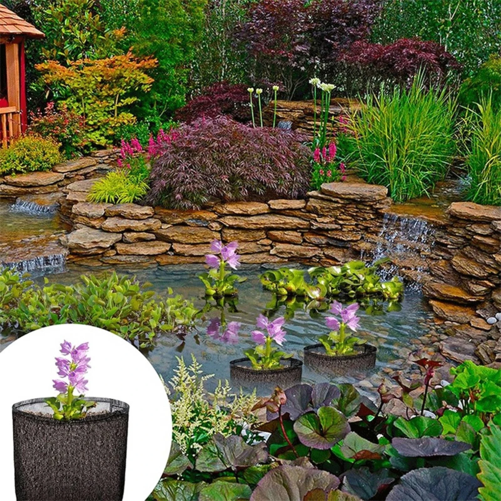 4 Pieces Aquatic Planter Breathable Aquatic Plant Mesh Pot Foldable Water Plant Pot Washable
