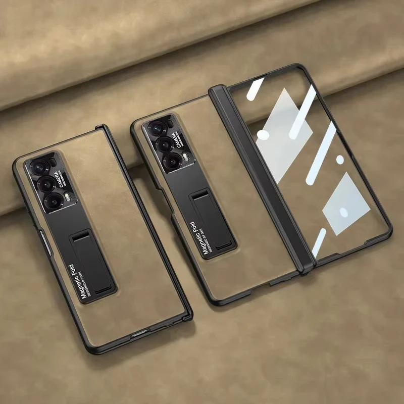 

Luxury Frosted Leather Case For Honor Magic V2 Magnetic Hinge Case 360 Degree Protective Bracket Hard Cover For Honor Magic V2