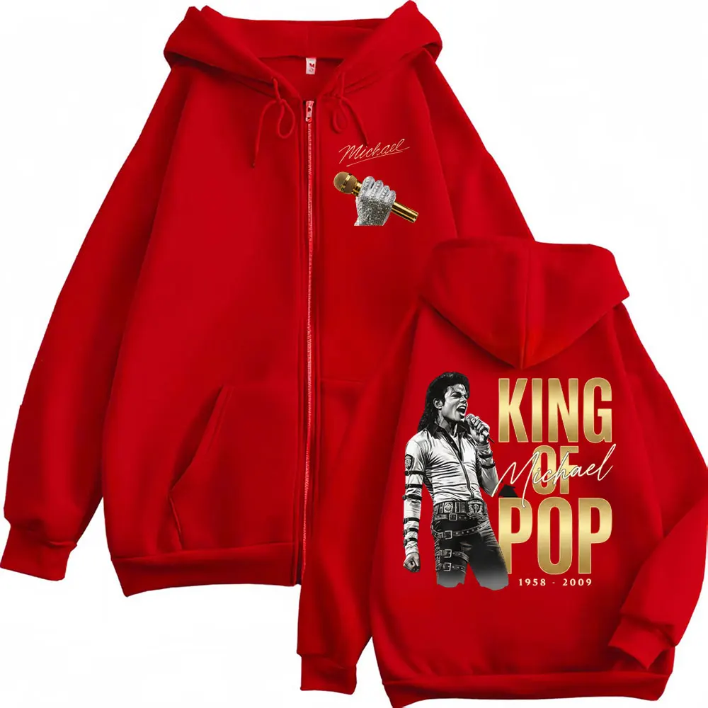 Michael Jackson King of Pop Movie 2026 Reißverschluss-Hoodies für Männer und Frauen, Hip Hop Harajuku Jacke, Sweatshirt, Fleece, Pullover mit Reißverschluss, Mäntel – Detail 4