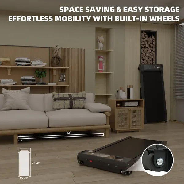 جهاز مشي تحت المكتب مع مائل، وسادة مشي محمولة 1.0 حصان، سعة 242 رطل، شاشة LED، 1.0-6.0 كم/ساعة #3