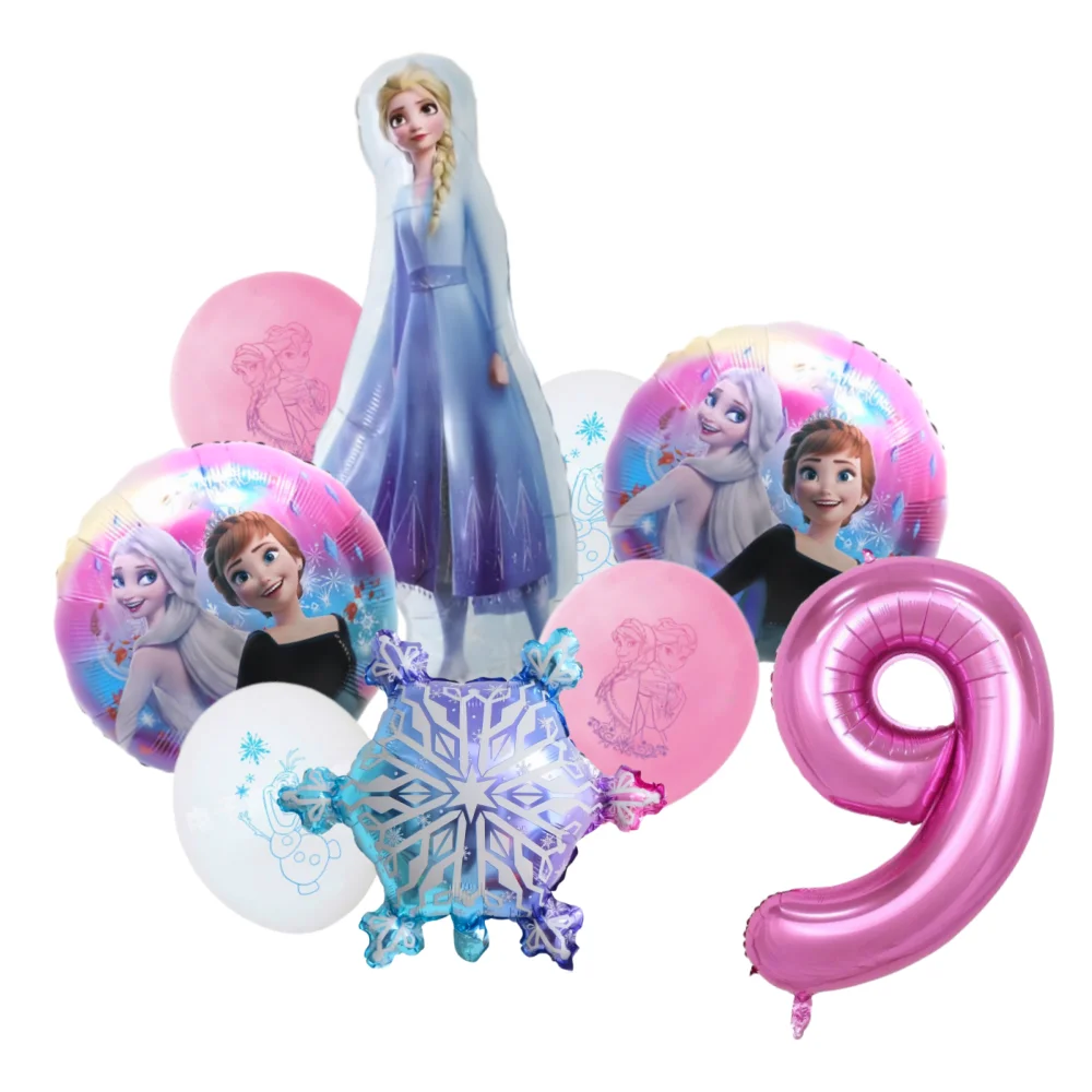9 قطعة 18 بوصة المجمدة إلسا آنا الأميرة أولاف بالونات الوردي الأرجواني الأزرق بالونات فتاة حفلة عيد ميلاد الزفاف استحمام الطفل الديكور #1