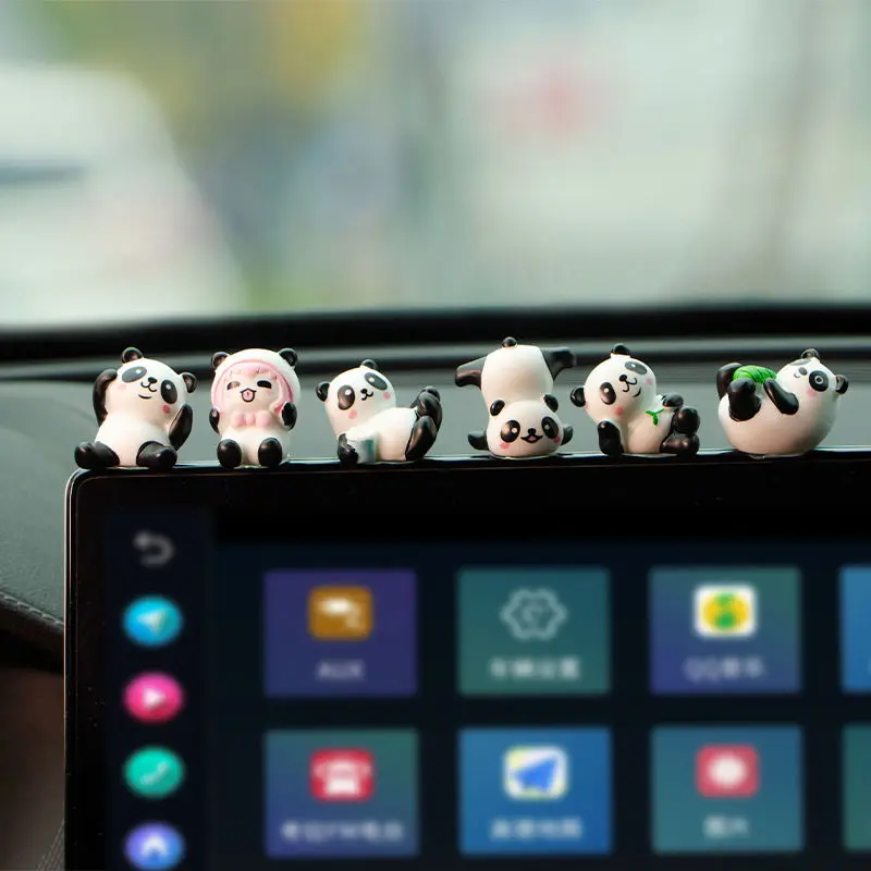 Screen ornaments creative center console cute little panda cartoon car interior decoration supplies car 2